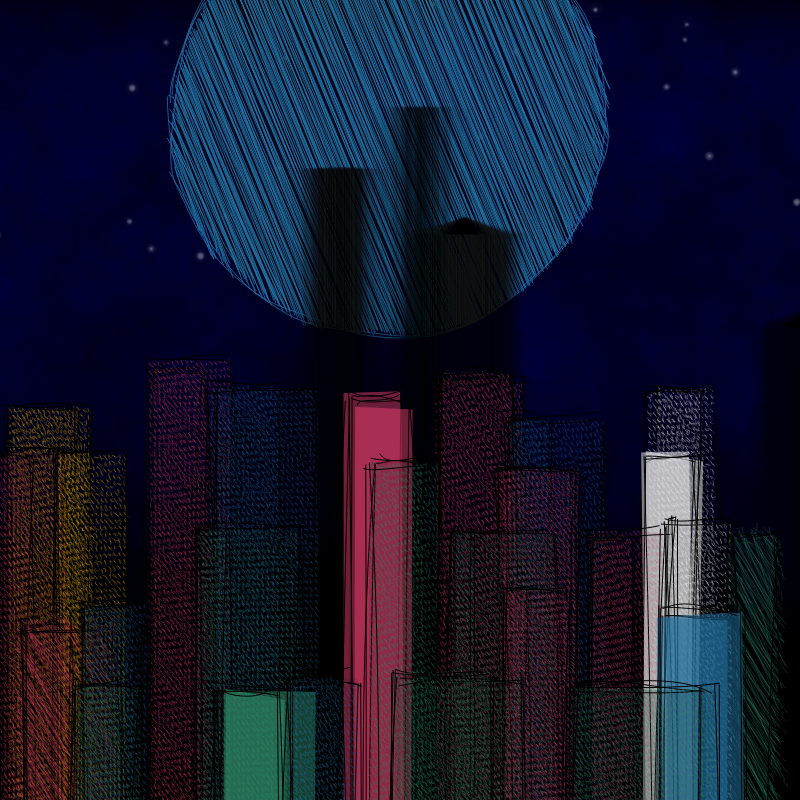 hastily-drawn cityscape sketch