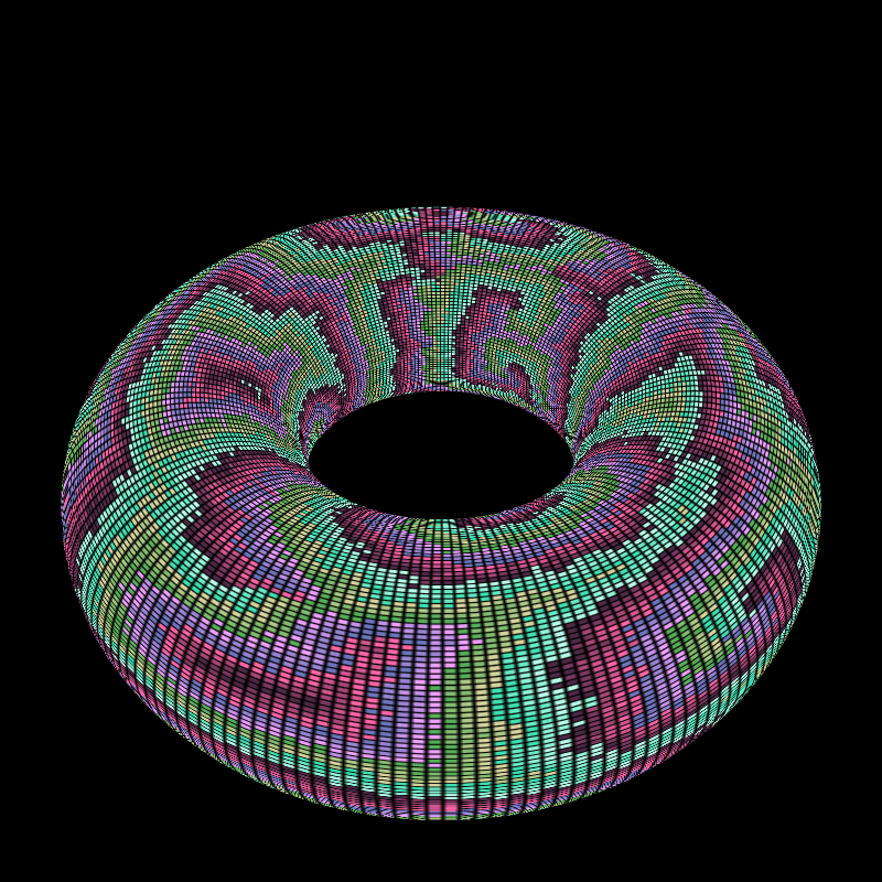 Reaction Diffusion on a Torus #37