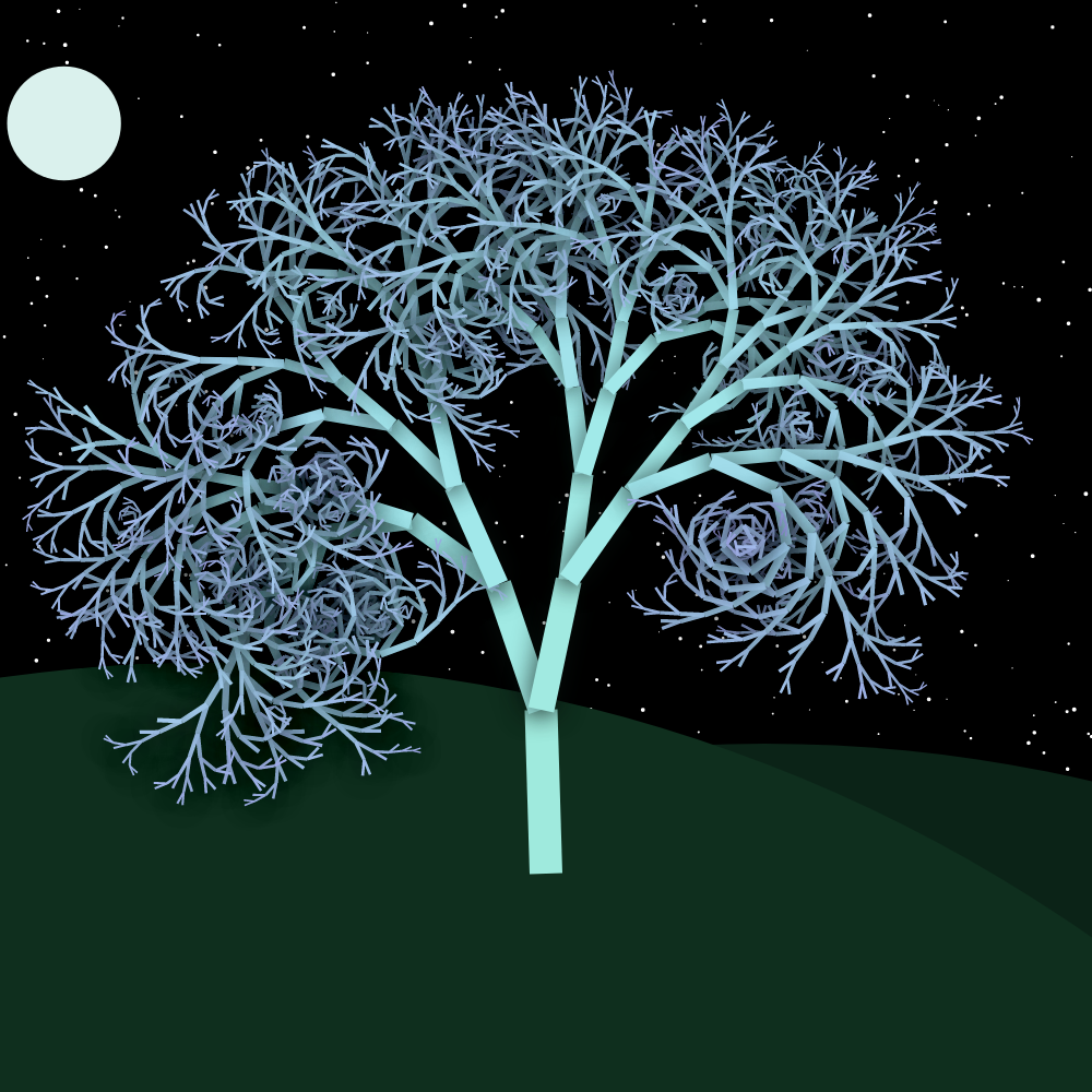 Moonlit Trees of Iterative Fractal Chaos #14