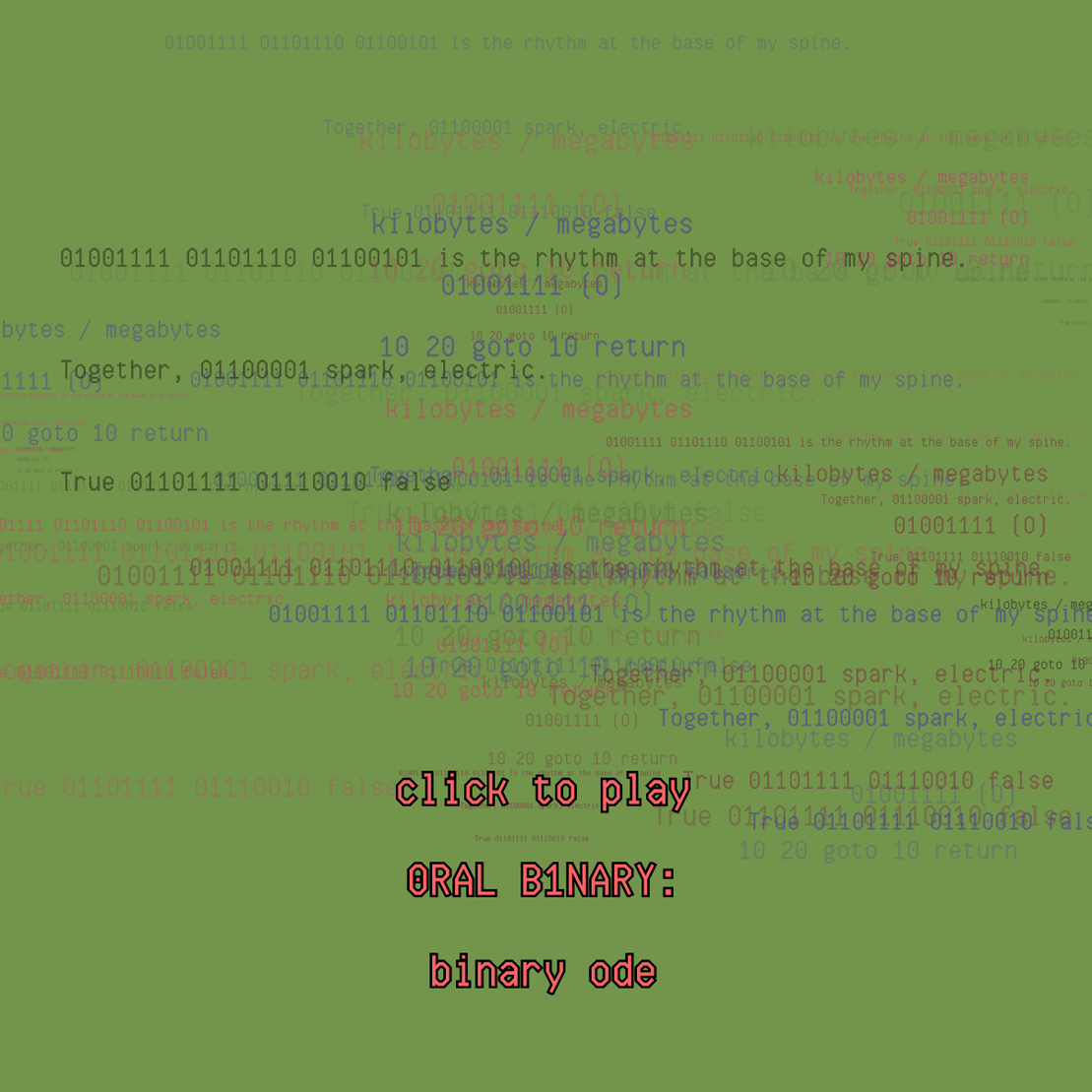 0RAL B1NARY: “BINARY ODE” #85