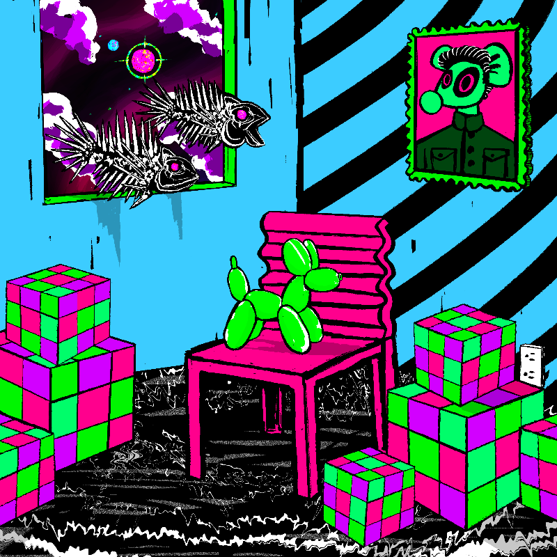 pink chair in the blue room #1