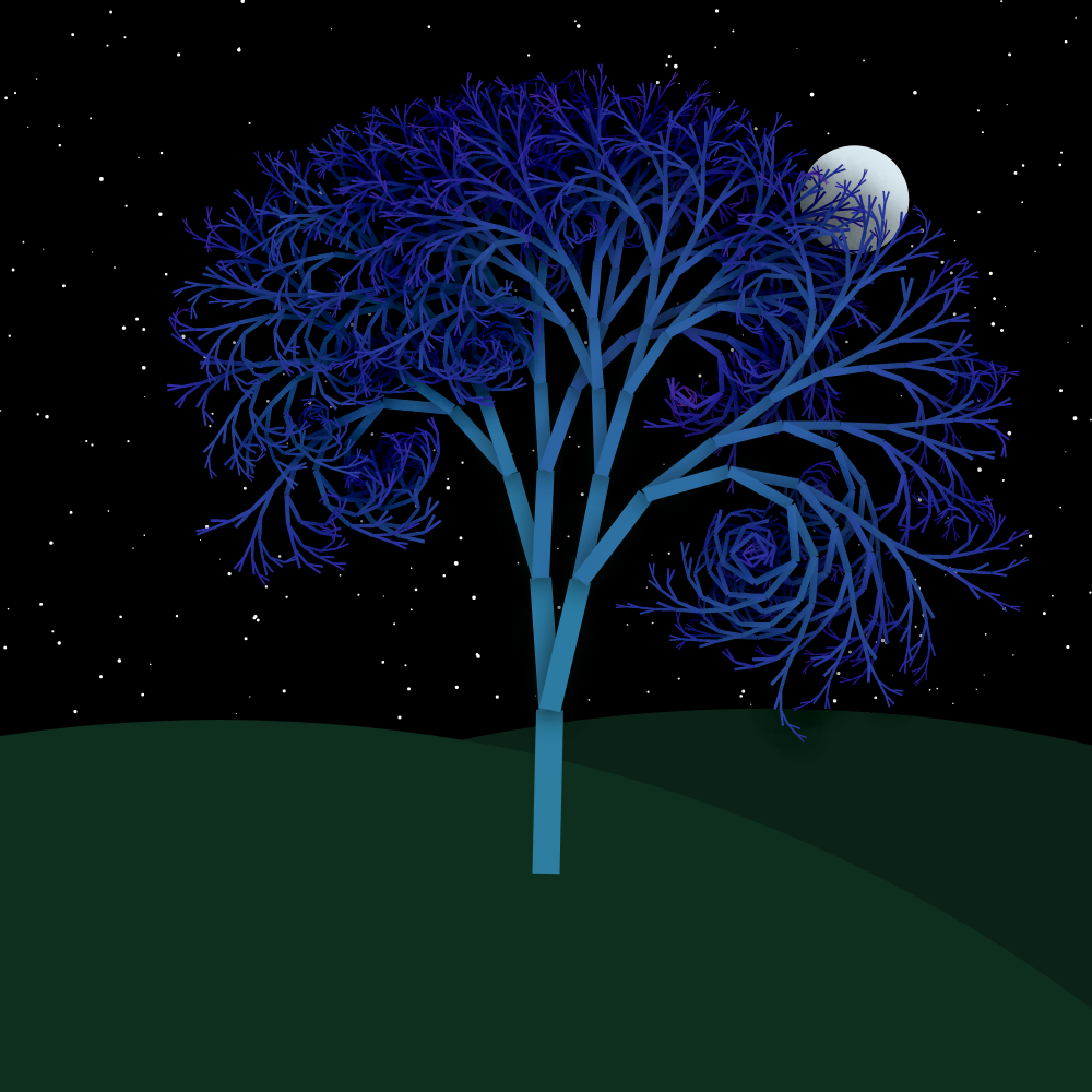 Moonlit Trees of Iterative Fractal Chaos #10