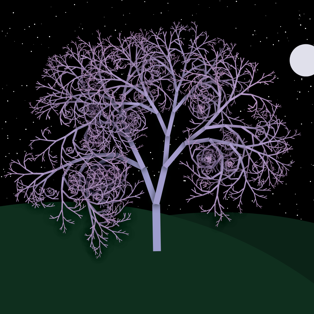 Moonlit Trees of Iterative Fractal Chaos #38