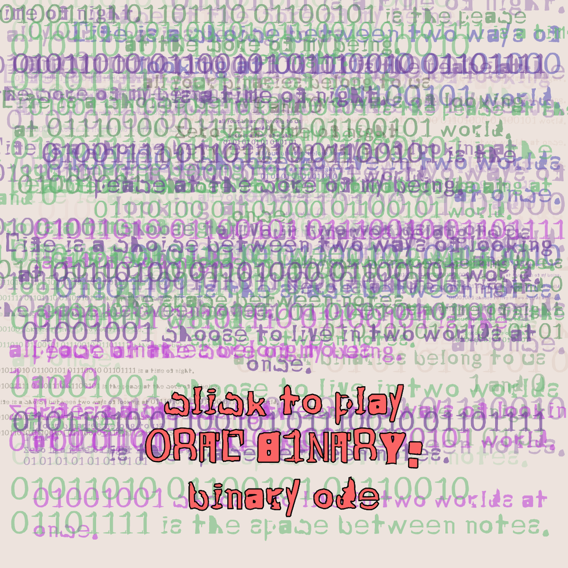 0RAL B1NARY: “BINARY ODE” #287