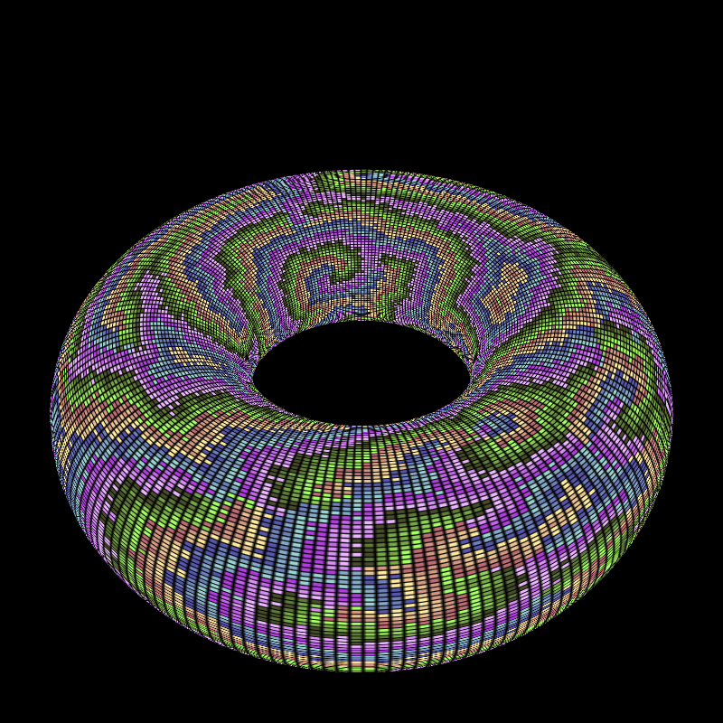 Reaction Diffusion on a Torus #4