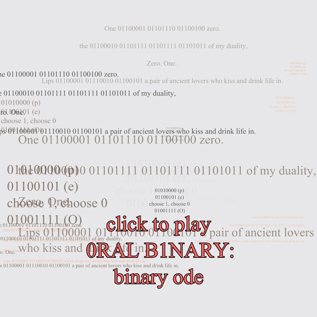 0RAL B1NARY: “BINARY ODE” #248