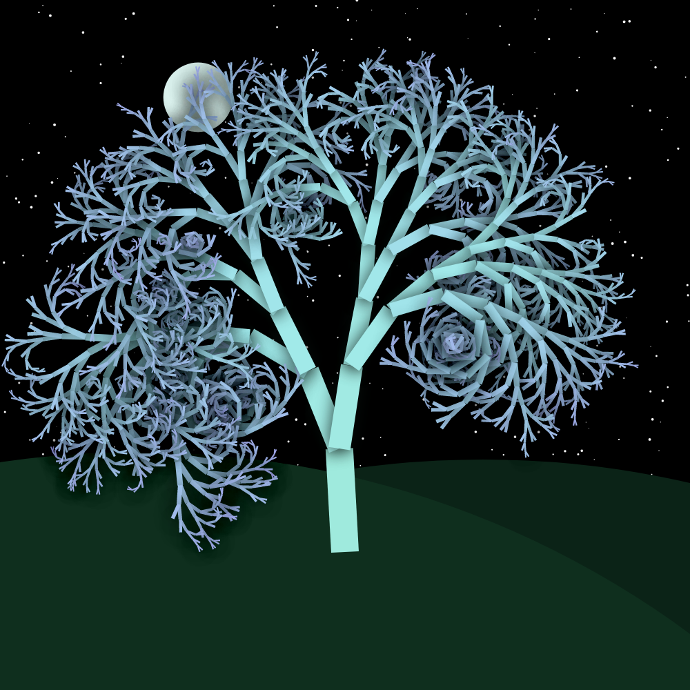 Moonlit Trees of Iterative Fractal Chaos #12