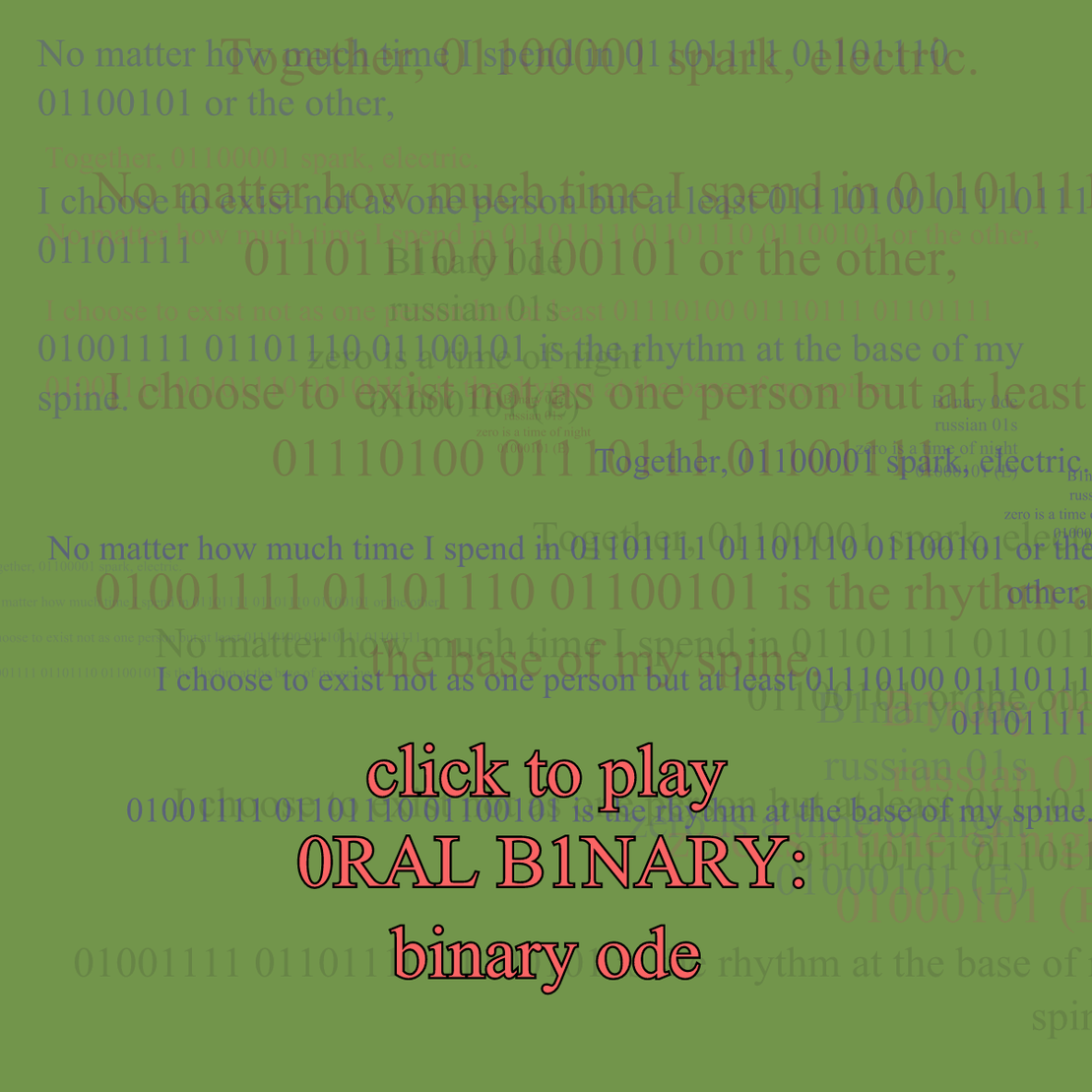 0RAL B1NARY: “BINARY ODE” #230