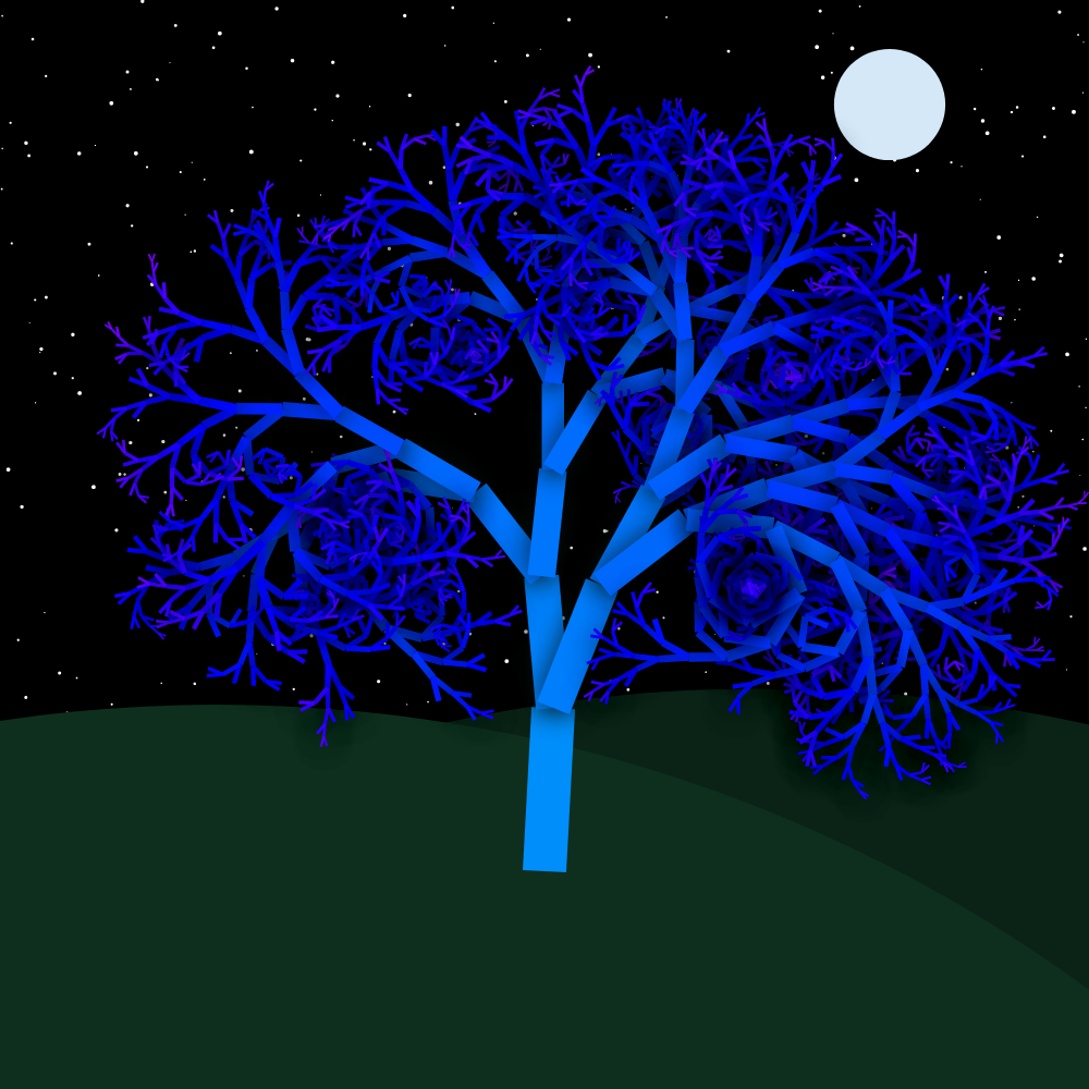 Moonlit Trees of Iterative Fractal Chaos #2