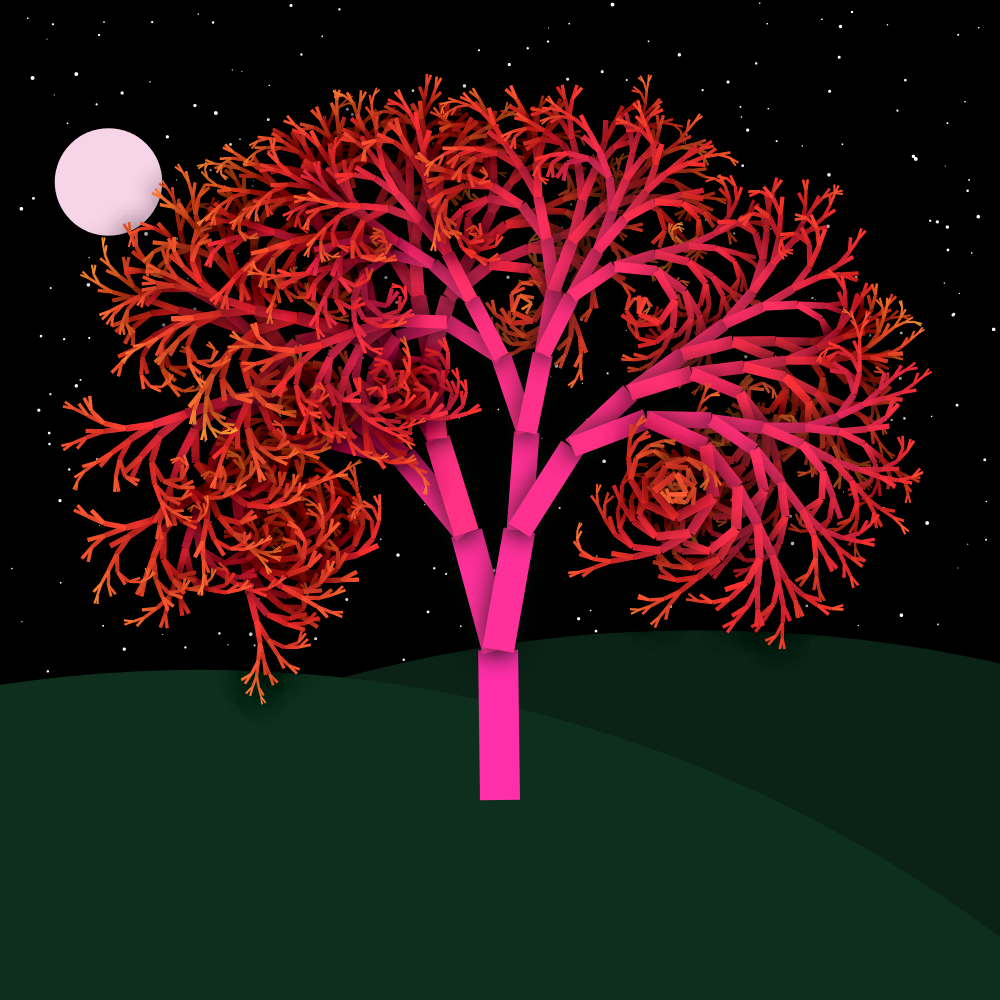 Moonlit Trees of Iterative Fractal Chaos #42