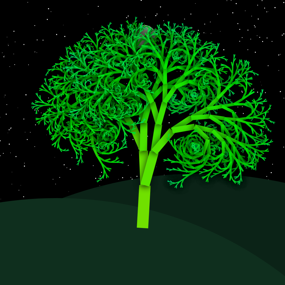 Moonlit Trees of Iterative Fractal Chaos #17