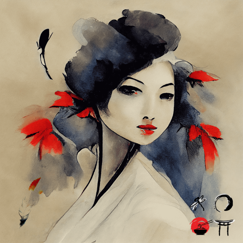 Geisha and feather #3