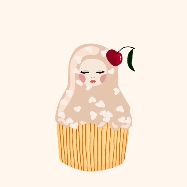 Cute Matryoshka Doll Cupcake Series #11