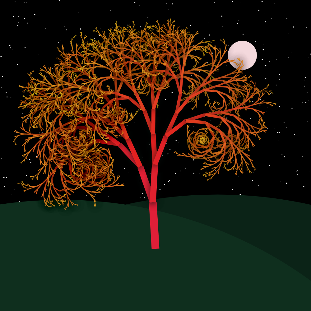 Moonlit Trees of Iterative Fractal Chaos #44