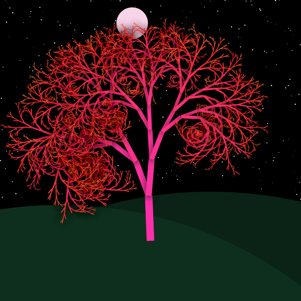 Moonlit Trees of Iterative Fractal Chaos #40