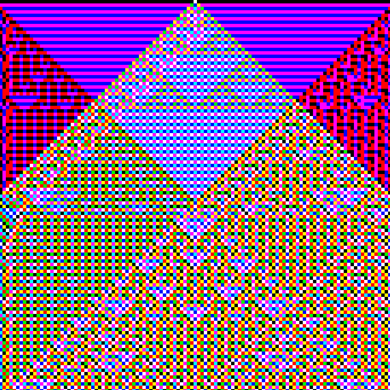 RGB Elementary Cellular Automaton #637