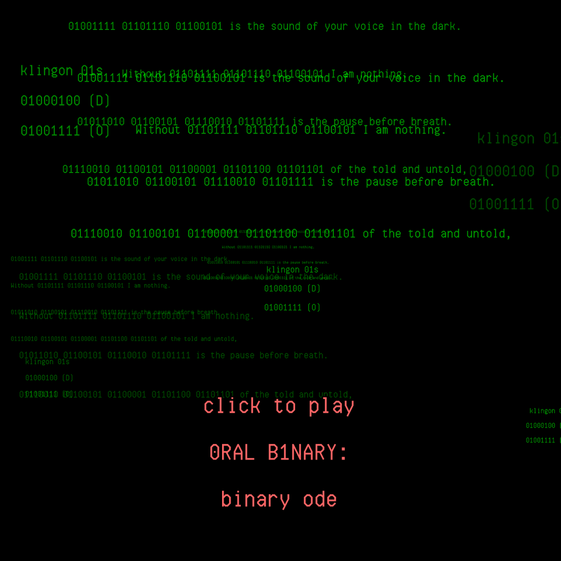 0RAL B1NARY: “BINARY ODE” #310