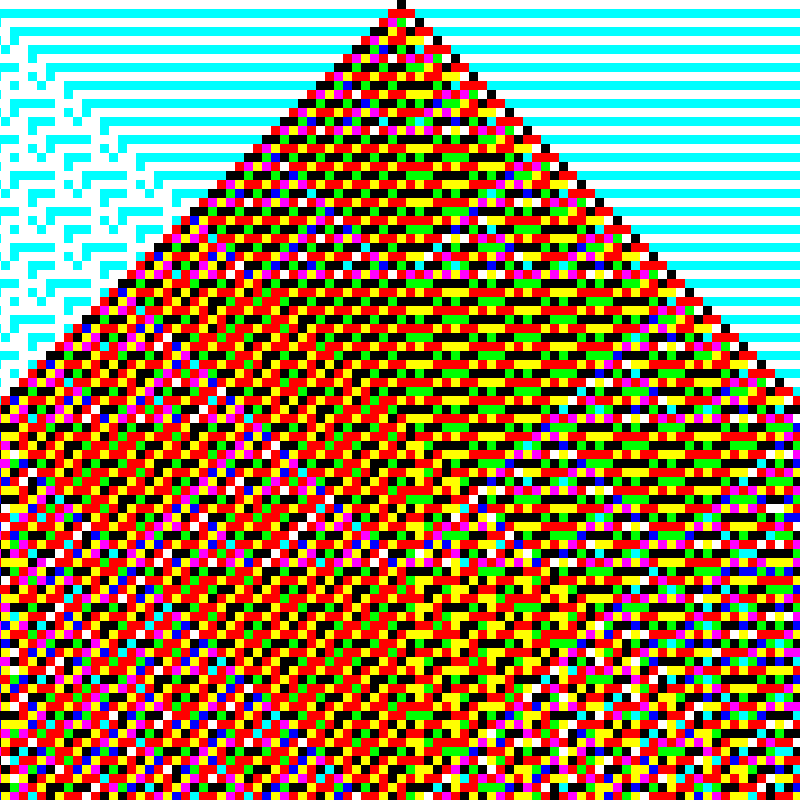 RGB Elementary Cellular Automaton #607