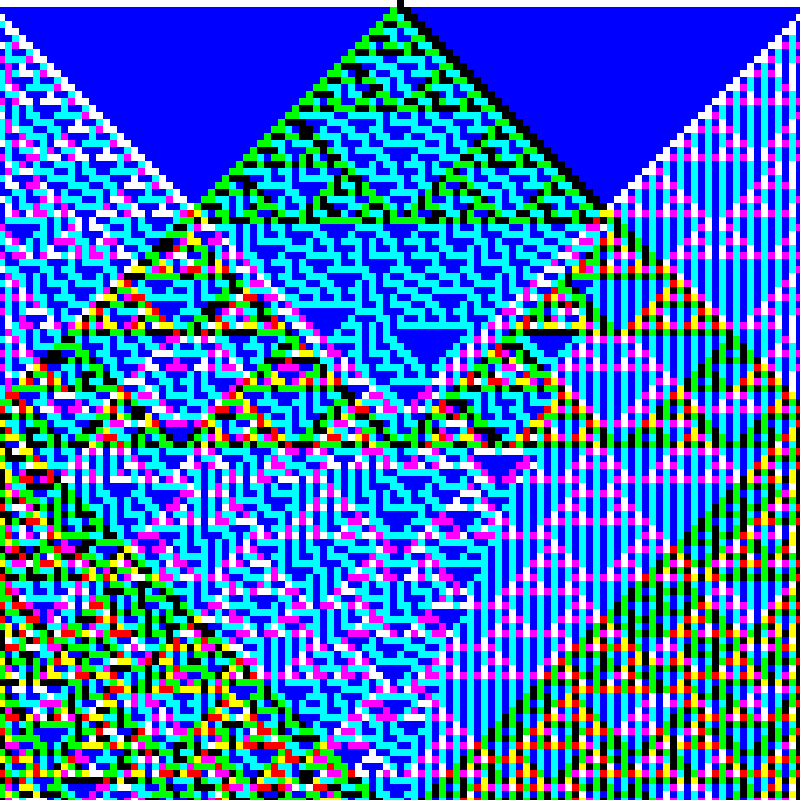 RGB Elementary Cellular Automaton #210