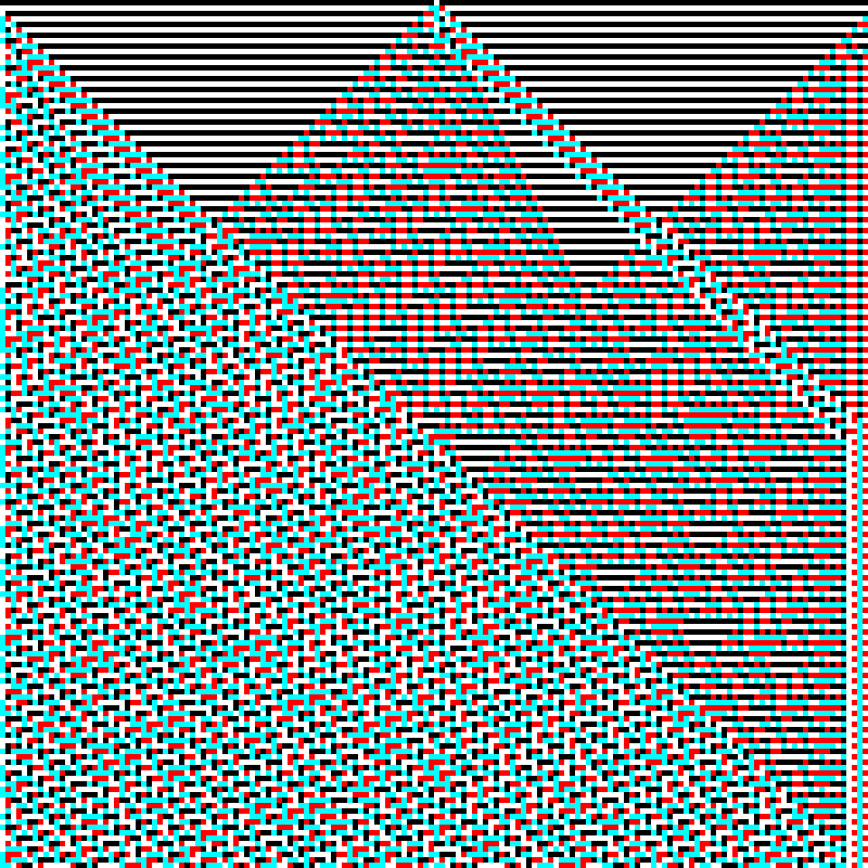 RGB Elementary Cellular Automaton #599