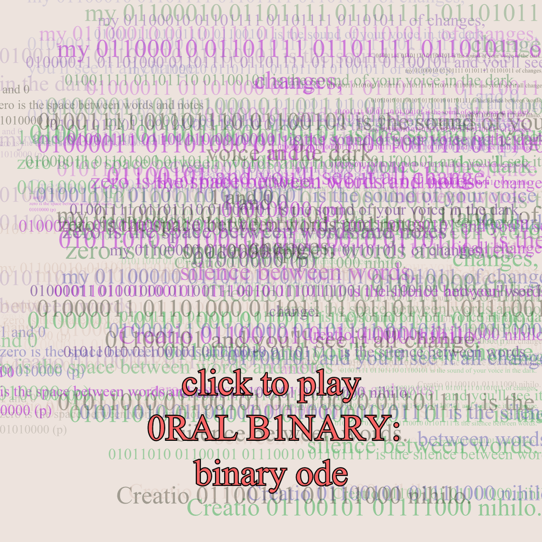 0RAL B1NARY: “BINARY ODE” #202