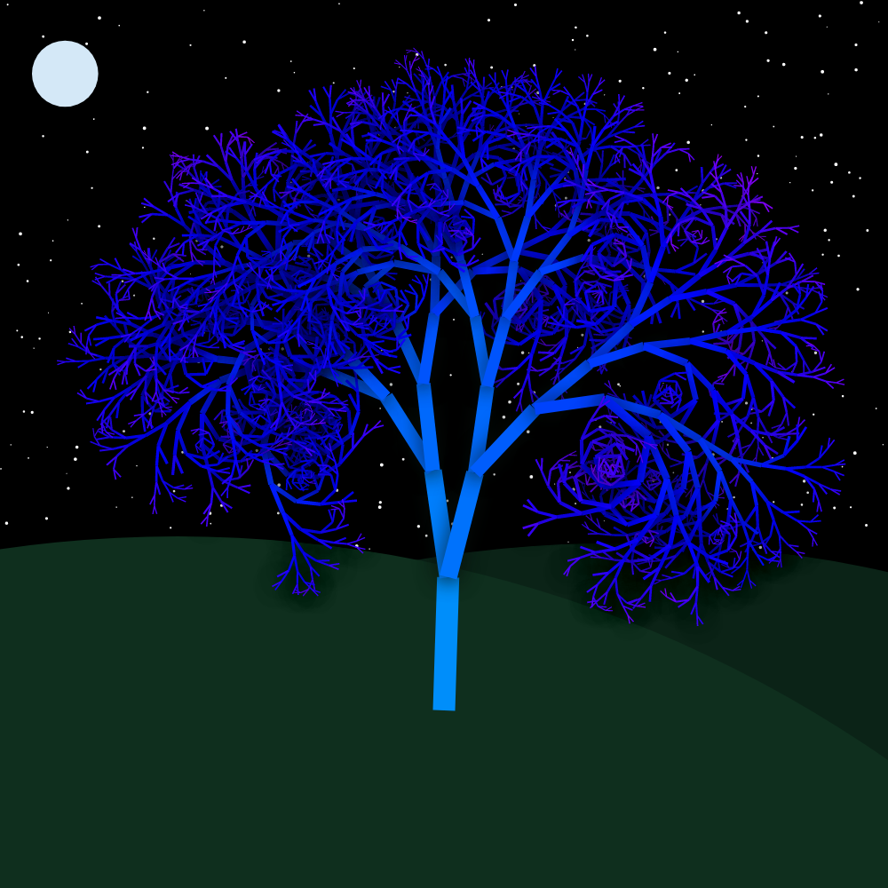 Moonlit Trees of Iterative Fractal Chaos #8