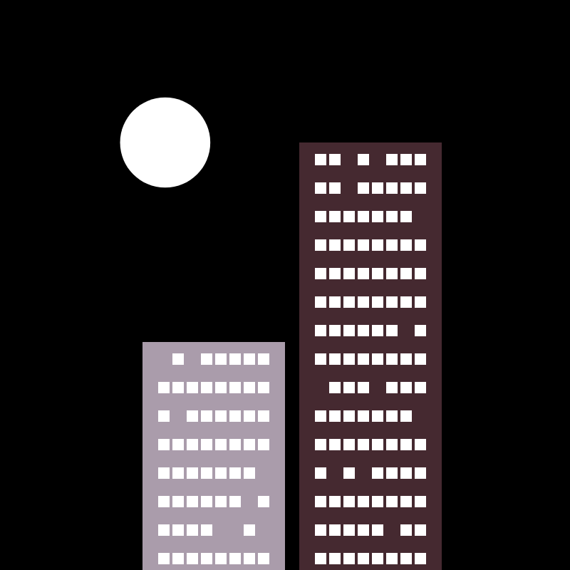 Two buildings and the moon #1