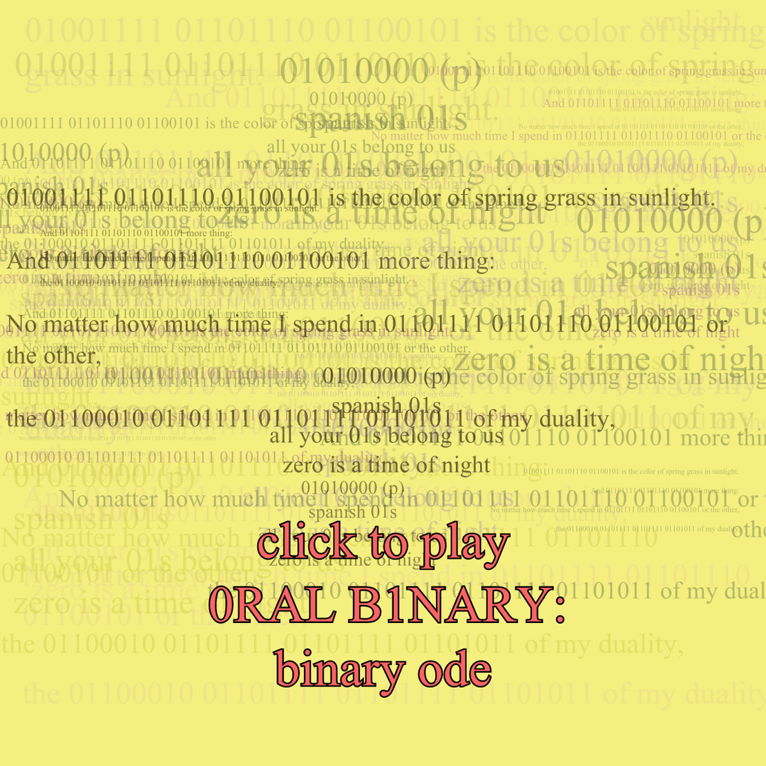 0RAL B1NARY: “BINARY ODE” #121