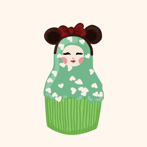 Cute Matryoshka Doll Cupcake Series #14