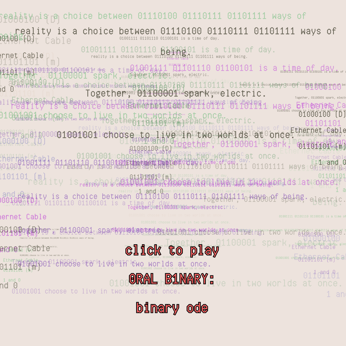 0RAL B1NARY: “BINARY ODE” #167