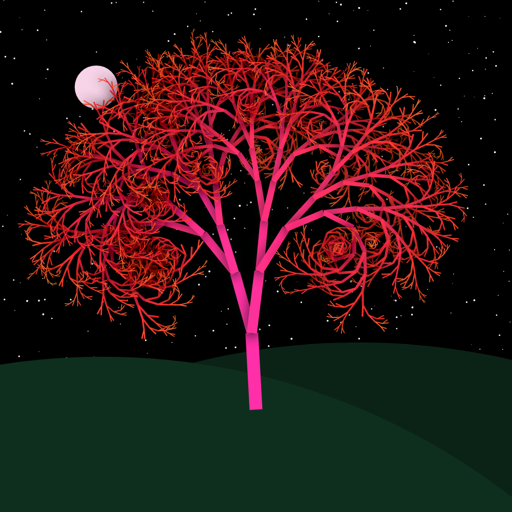 Moonlit Trees of Iterative Fractal Chaos #34