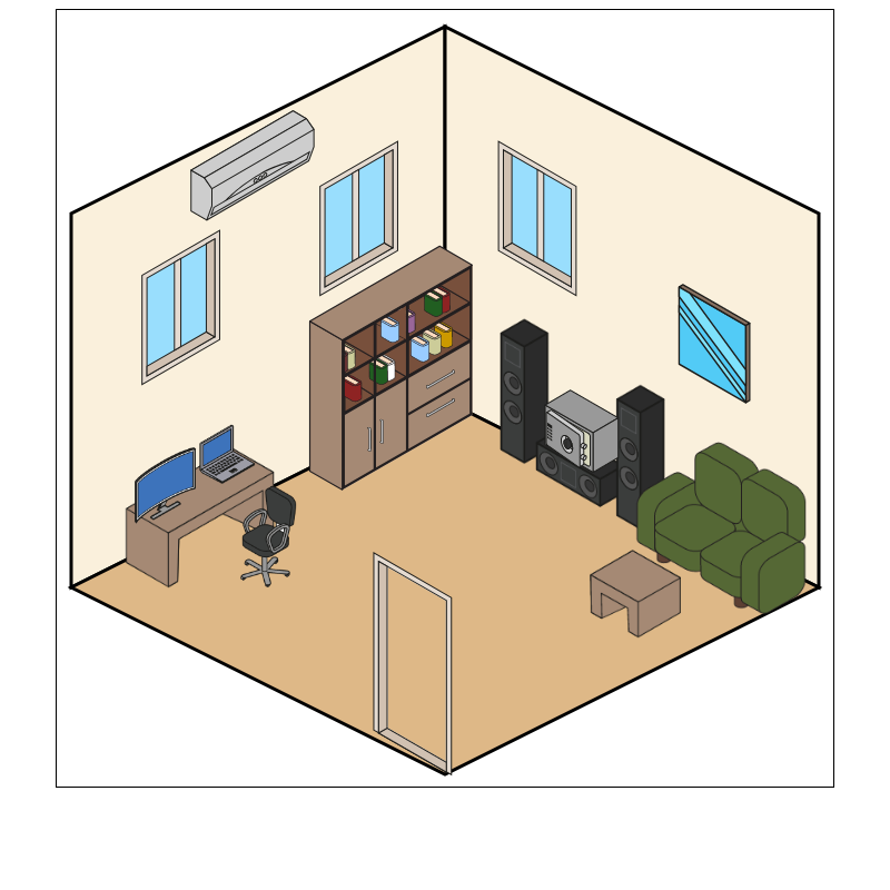 Isometric Living Room Interior #5