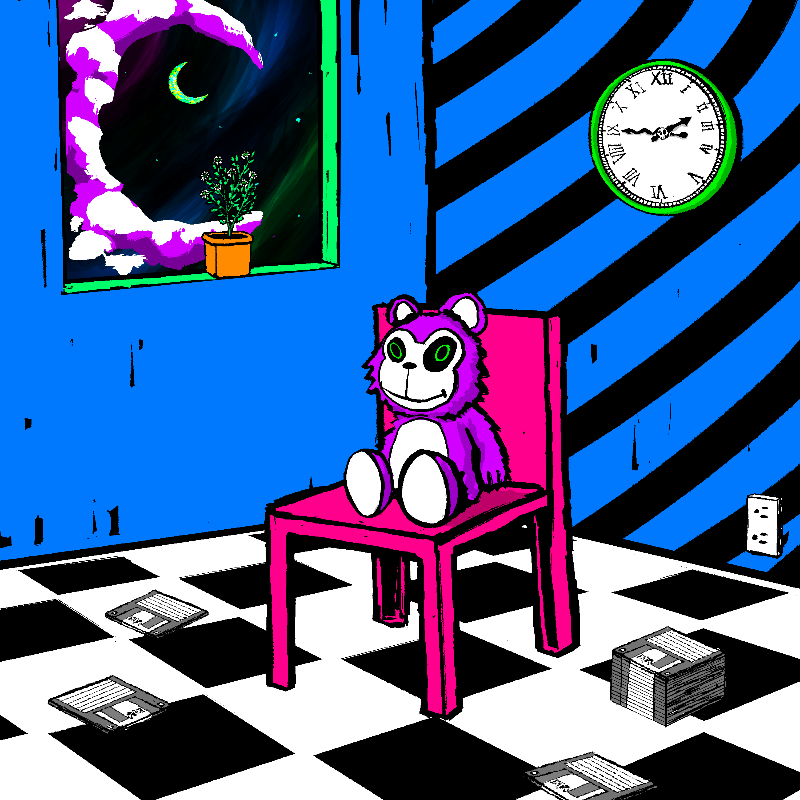 pink chair in the blue room #100