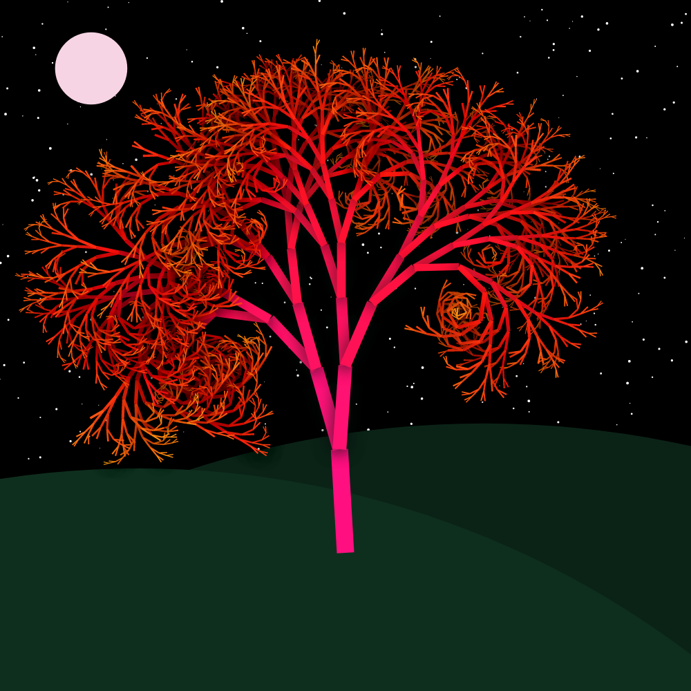 Moonlit Trees of Iterative Fractal Chaos #23