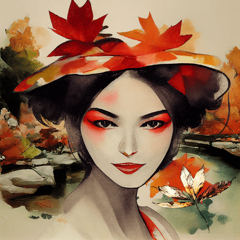 Geisha and Autumn Leaves #4