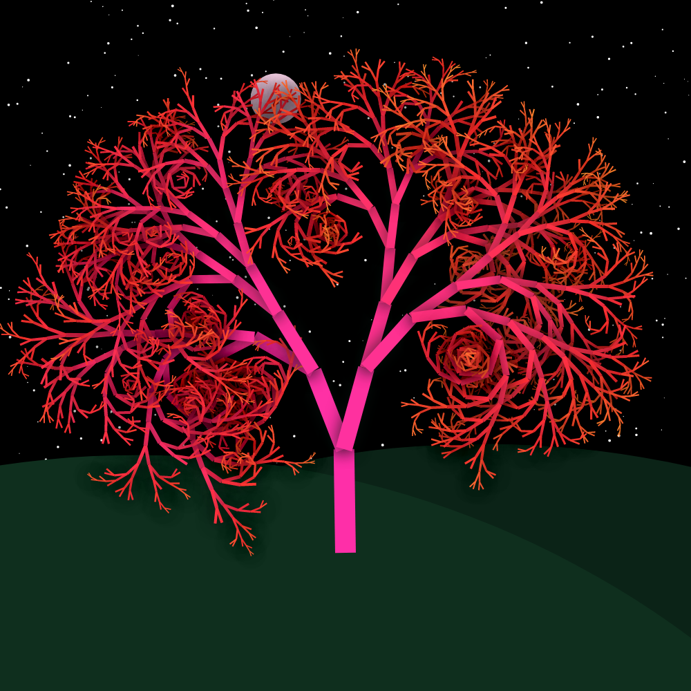 Moonlit Trees of Iterative Fractal Chaos