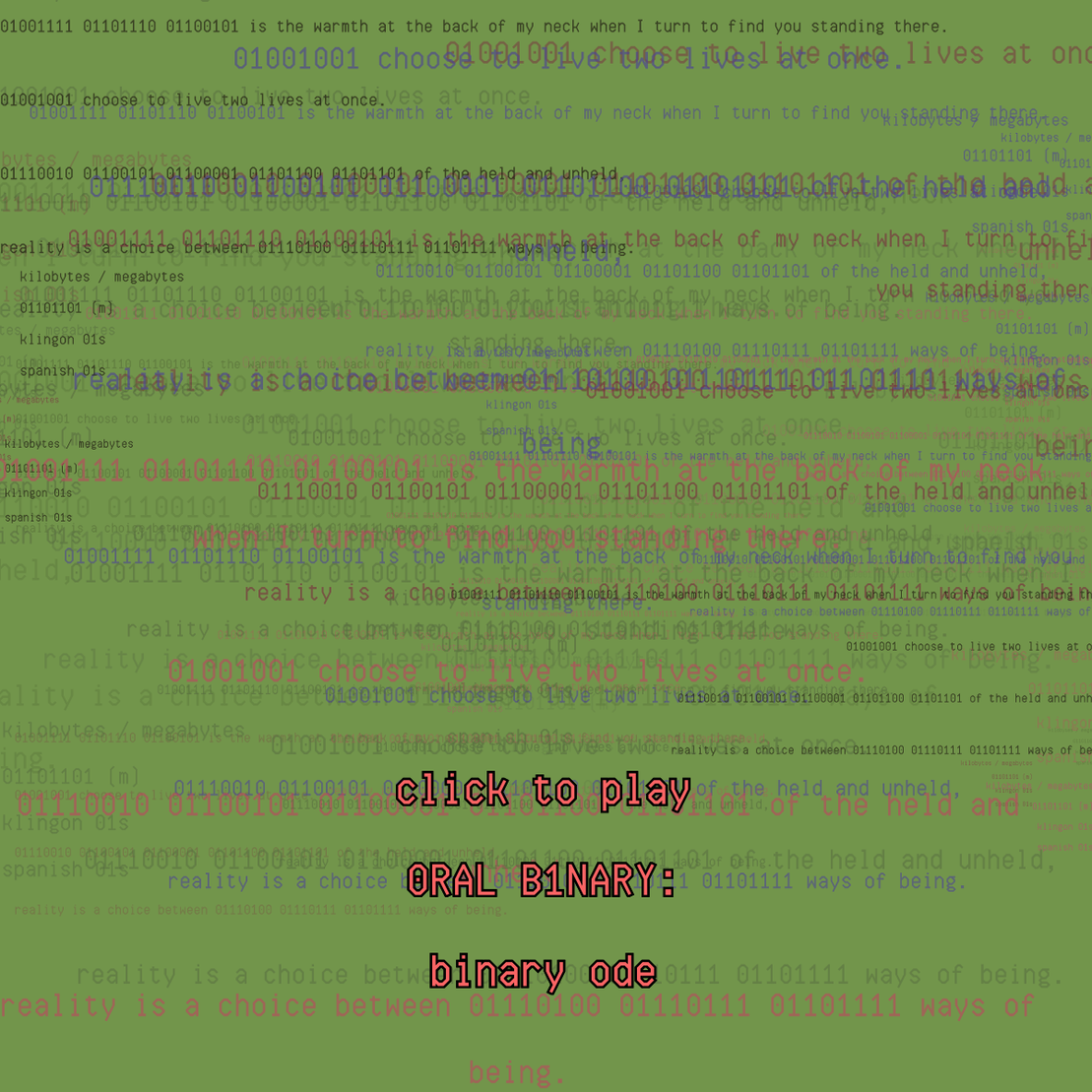 0RAL B1NARY: “BINARY ODE” #89