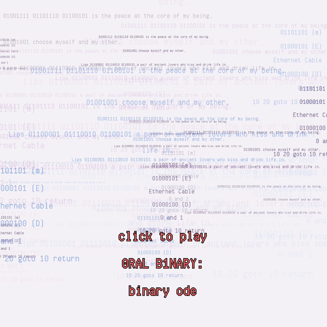 0RAL B1NARY: “BINARY ODE” #186