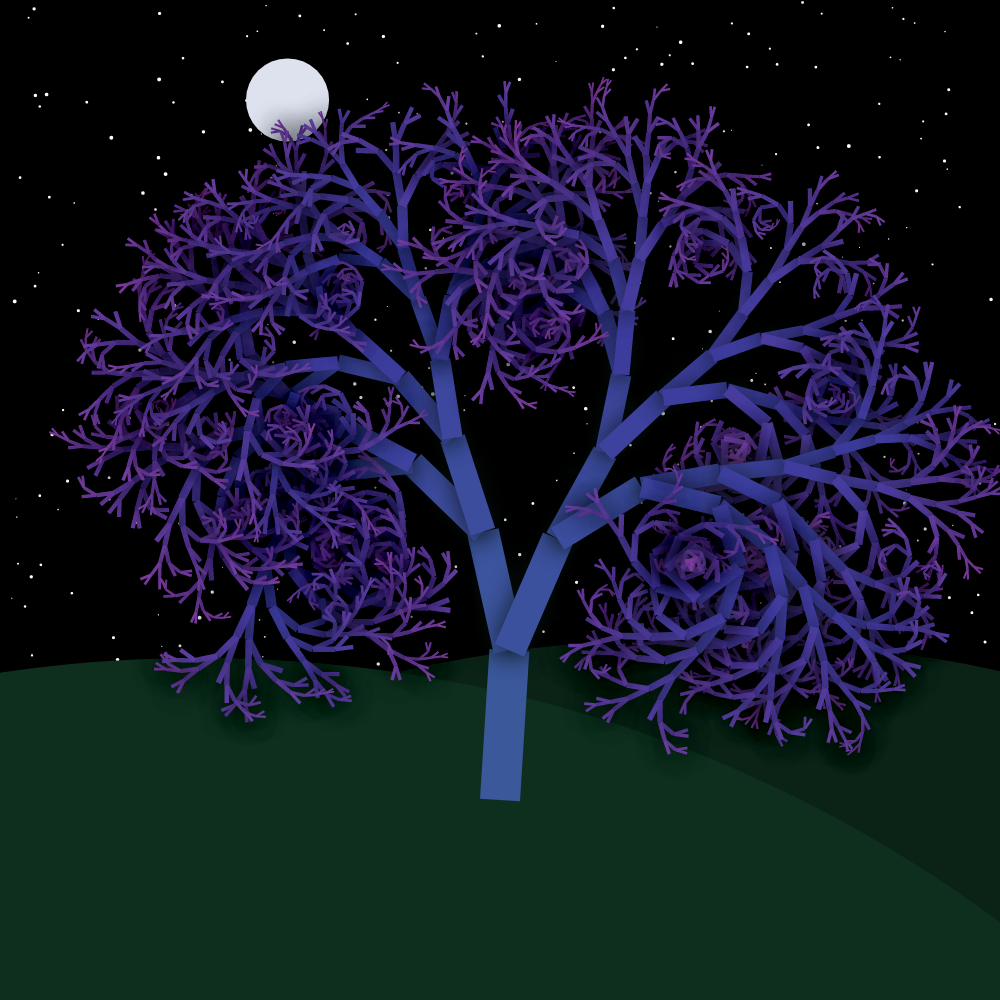 Moonlit Trees of Iterative Fractal Chaos #19