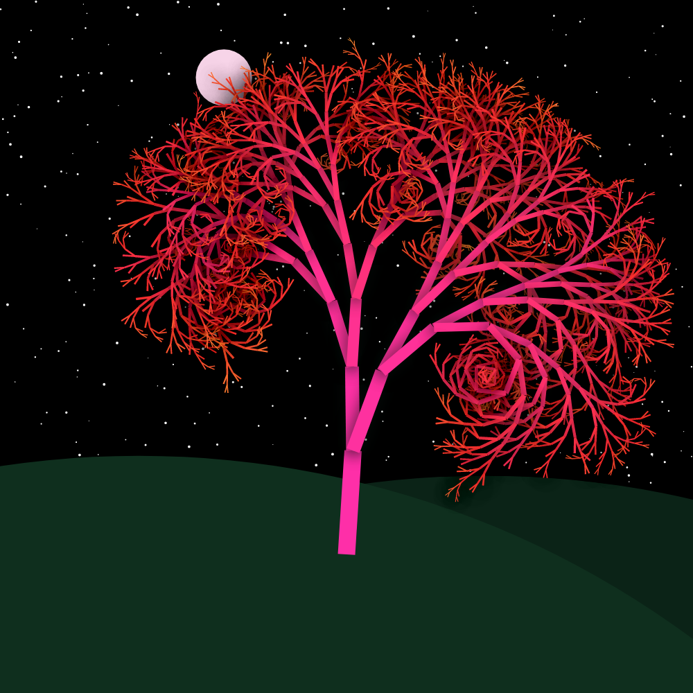 Moonlit Trees of Iterative Fractal Chaos #47