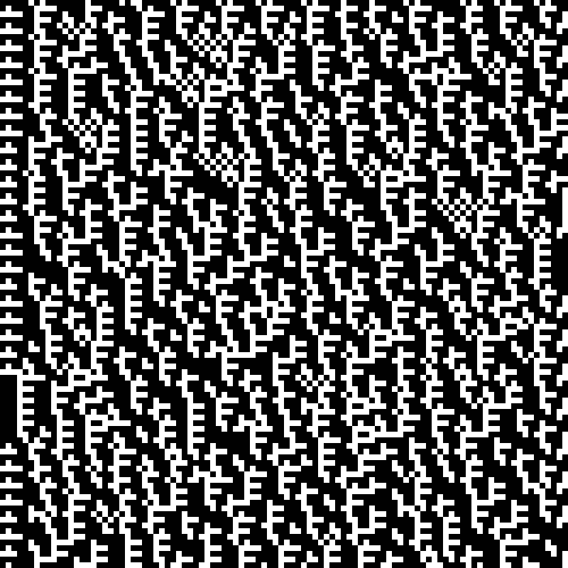 Colored Elementary Cellular Automaton #195