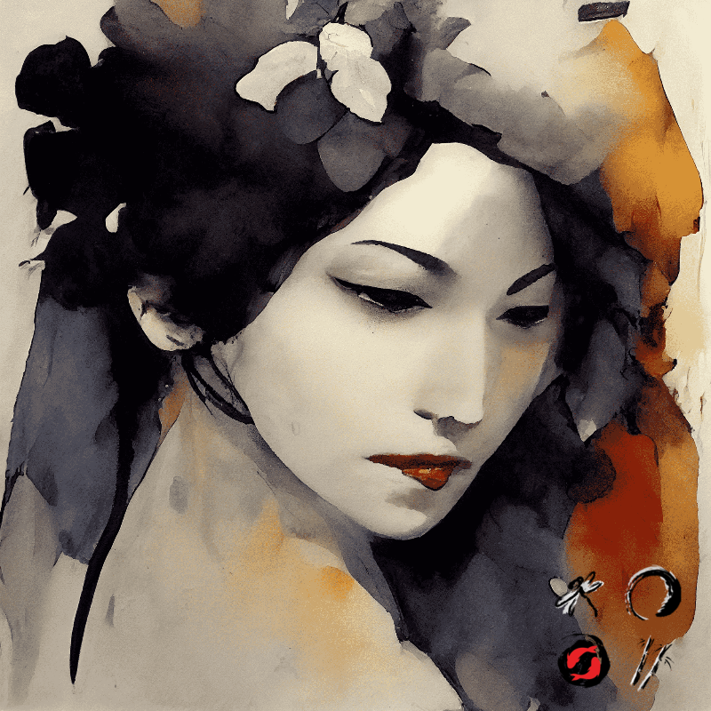 Geisha and feather #12