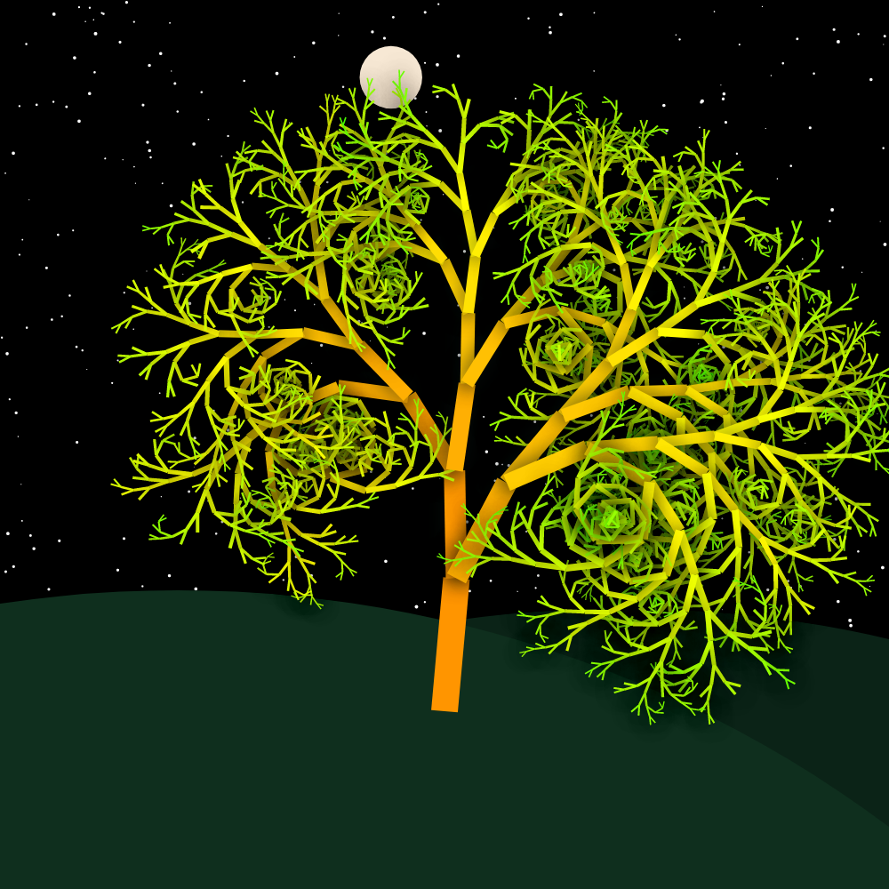 Moonlit Trees of Iterative Fractal Chaos #7