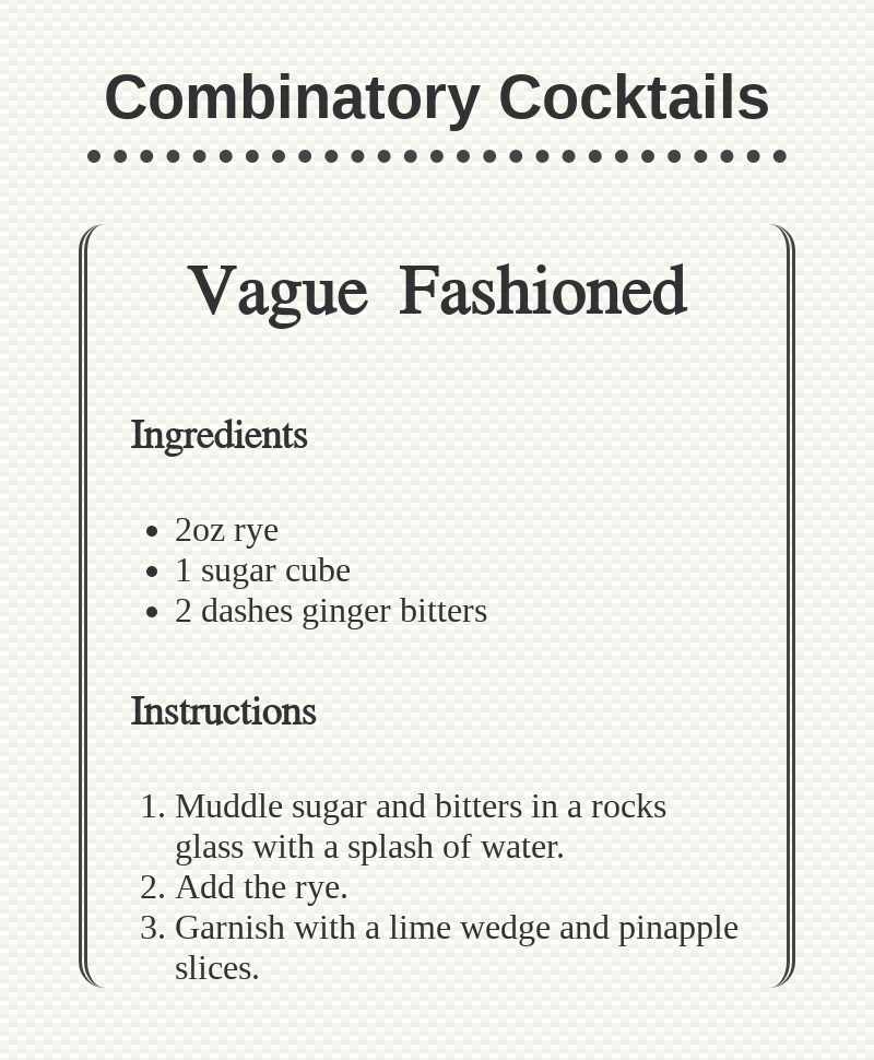 Combinatory Cocktails #2