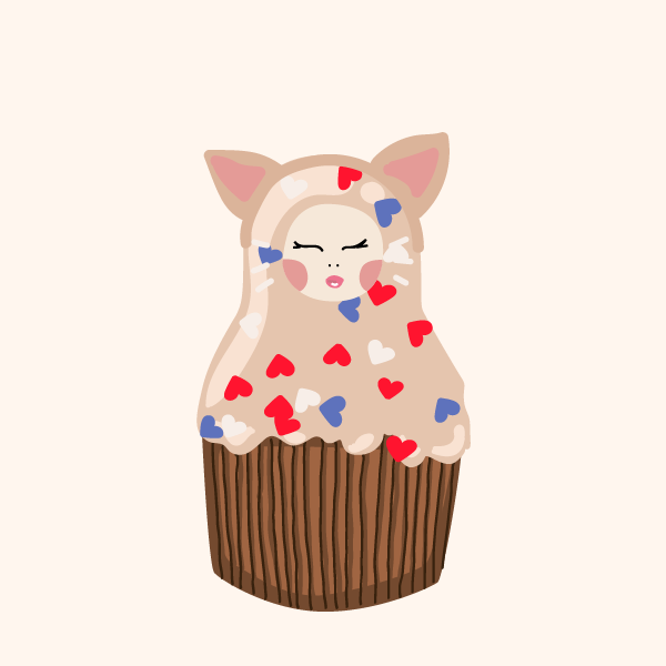 Cute Matryoshka Doll Cupcake Series #13