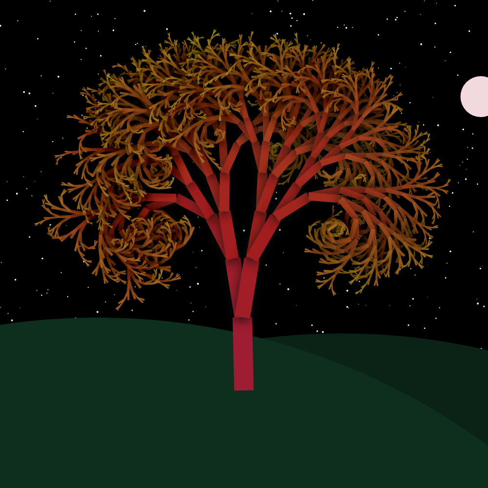 Moonlit Trees of Iterative Fractal Chaos #36