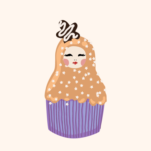 Cute Matryoshka Doll Cupcake Series #25