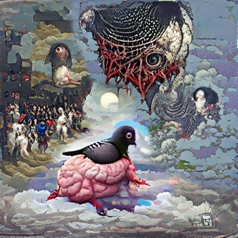 Pigeon Sat on a Brain Reflecting Existence #1