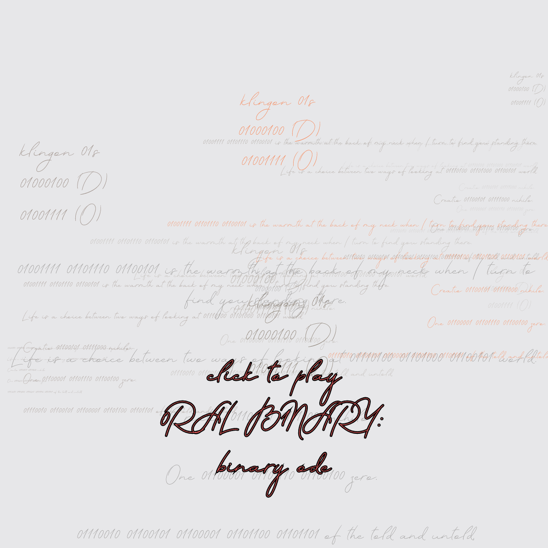 0RAL B1NARY: “BINARY ODE” #271