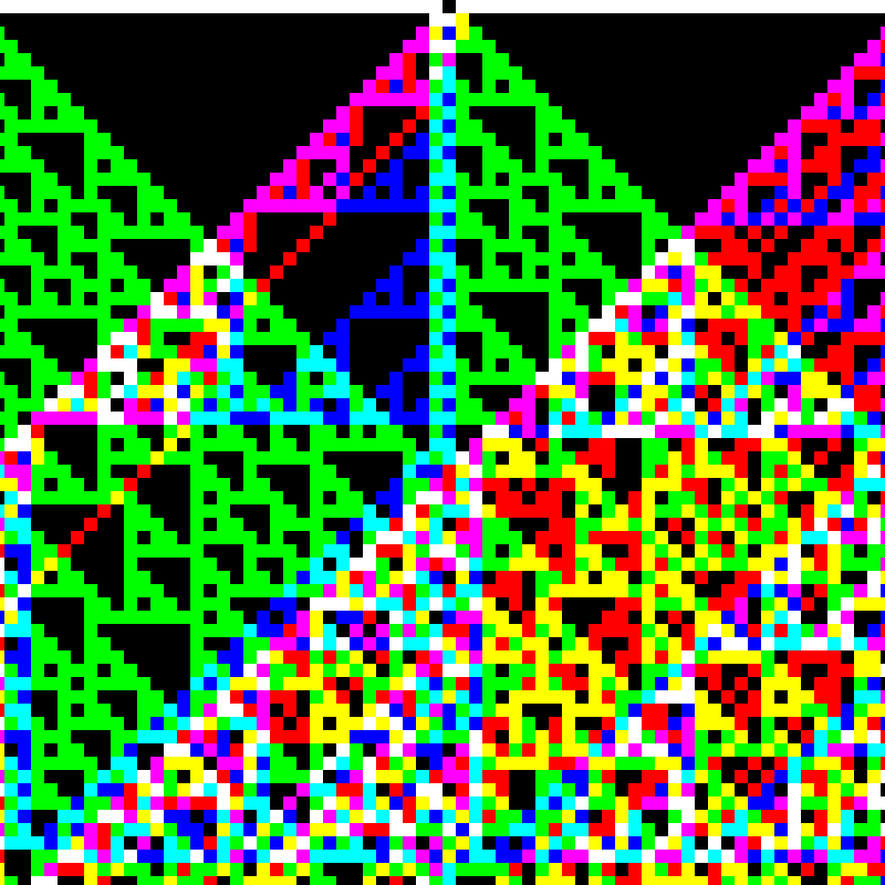 RGB Elementary Cellular Automaton #672